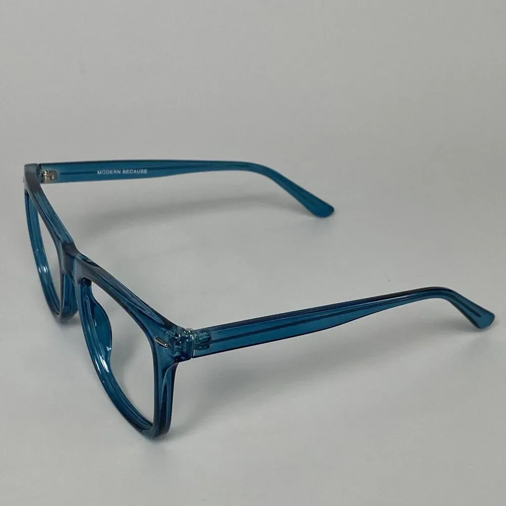 Modern Because Crystal Blue Transparent Eyeglass Frames Unisex Optical Glasses